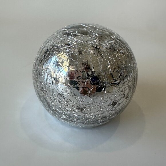 Silver Crinkle Glass Light Up Globe with Night Sky Stars & Moon - Picture 2 of 4